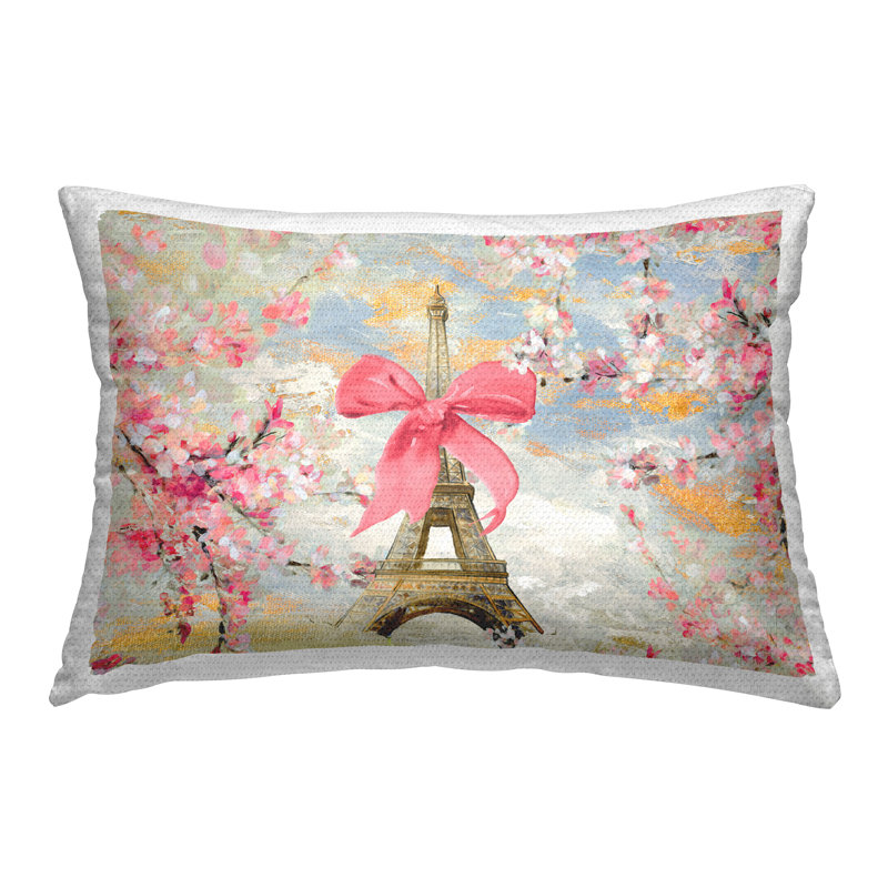 Coussin d'extérieur imprimé "Tour Eiffel on Cherry Blossoms" par Lanie Loreth