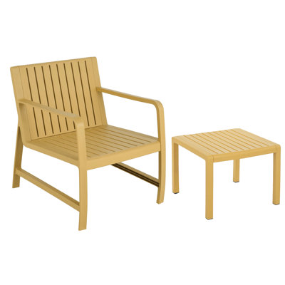 Meuble 2 pièces jaune, Pp toutes saisons, à assemblage rapide, convient aux conversations familiales intérieures / extérieures avec 1 chaise et une table basse, structure, imperméable, idéal le matin