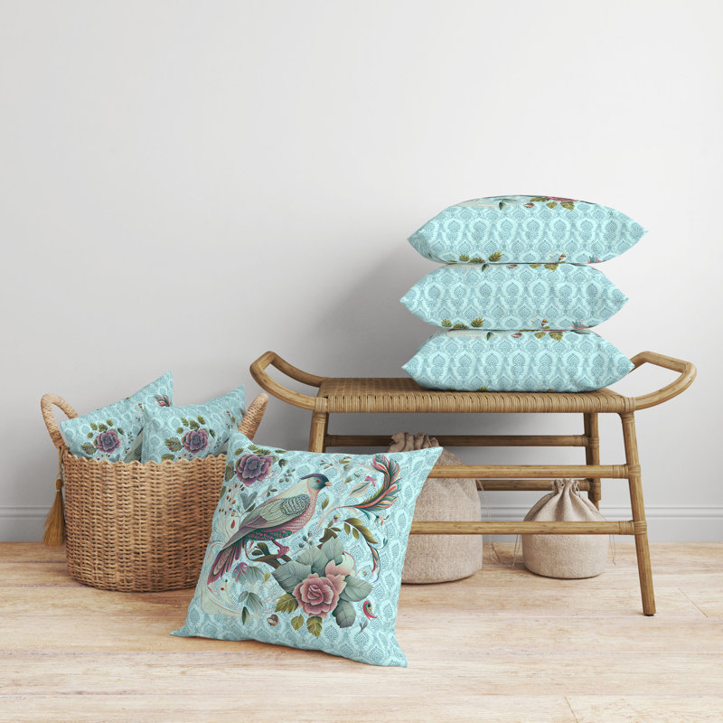 Coussin Songbird, H 26 po x l 26 po, Bleu