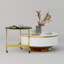 31.5 Inch White And Gold Nesting Coffee Table Set With Two Storage Drawers-54256388-54256389