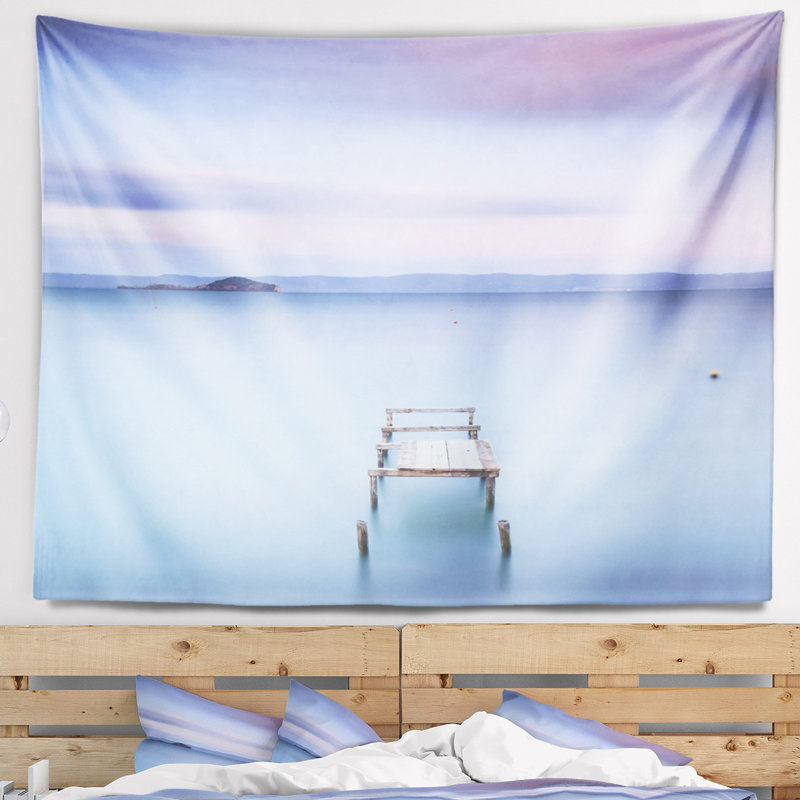 Tapisserie paysage marin mauve vif, H 32 po x l 39 po