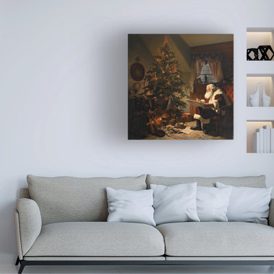 Art mural sur toile tendue - «Santa Checking List 7» d'Imagine It Images pour décor de salon, de chambre à coucher ou de bureau - 35 x 35