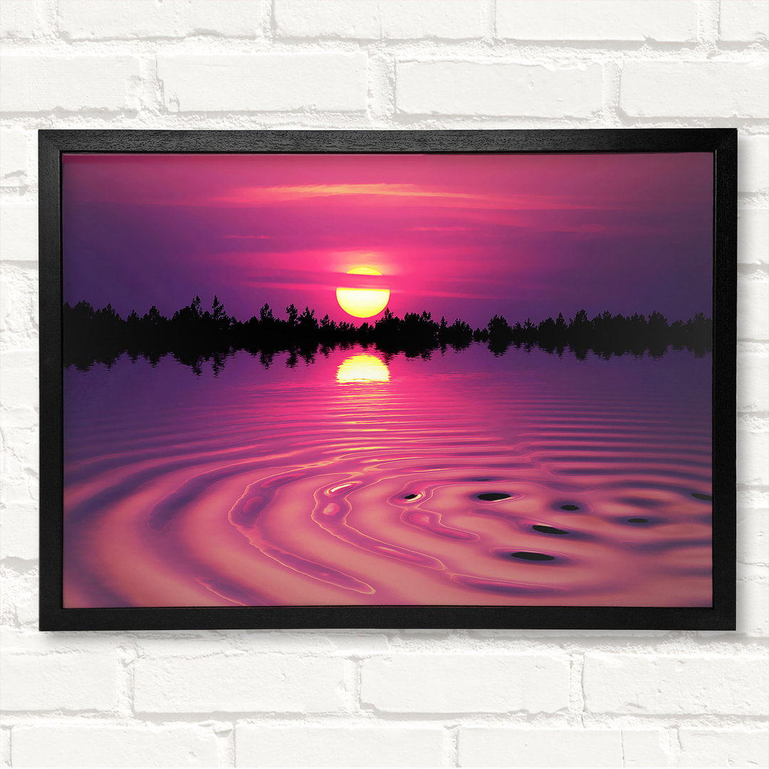 Gerahmtes Leinwandbild Pink Sunset Lake Swirl