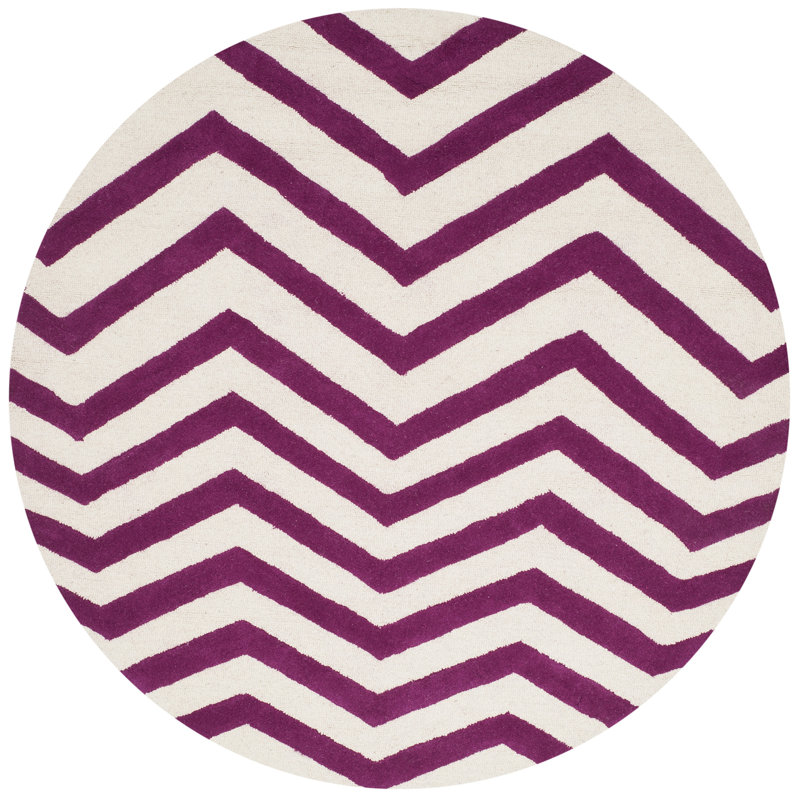 Sanyla Hand Tufted Wool Chevron Rug, Round 6'