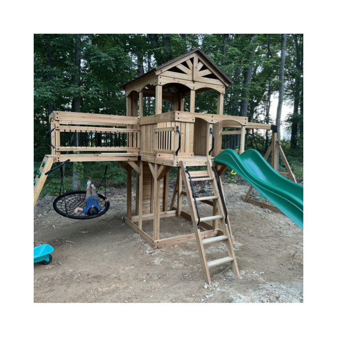 slide caribbean cedar swing set