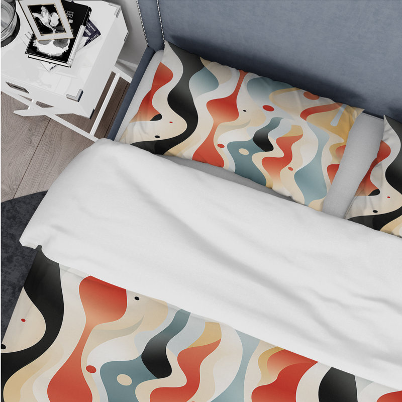 Ensemble de housse de couette abstrait Contemporary Neutrals II - microfibre de polyester