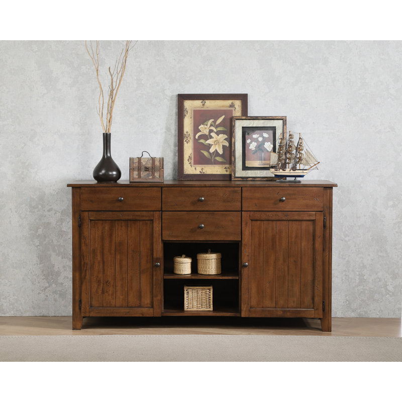 Huerfano Valley 66 " W Oak Solid Wood Sideboard, Amish Brown
