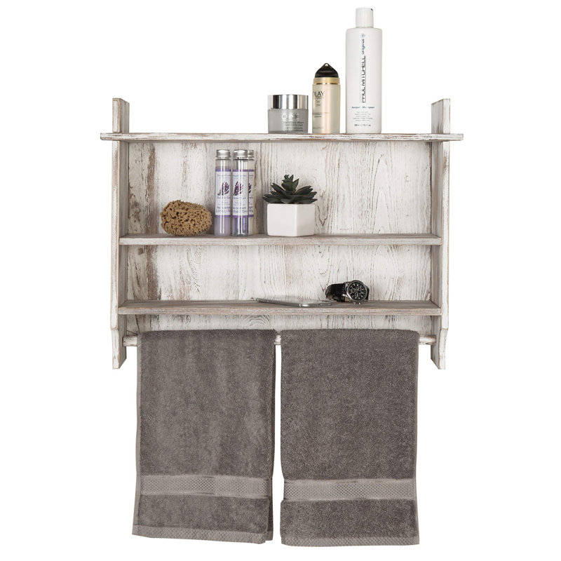 Byromville Solid Wood Wall Mounted Bathroom Shelves, White