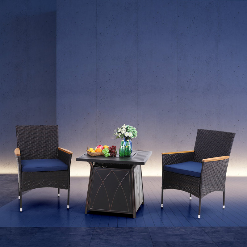 2 - Person Patio Dining Set with Square Table , Cushions Included