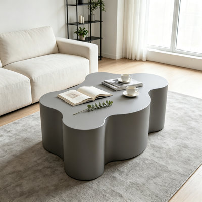 Table basse en acier inoxydable gris de luxe en forme de nuage, table de cocktail centrale à couronne irrégulière, table d'appoint en métal résistant à la rouille pour un décor de salon moderne, rétro et glamour