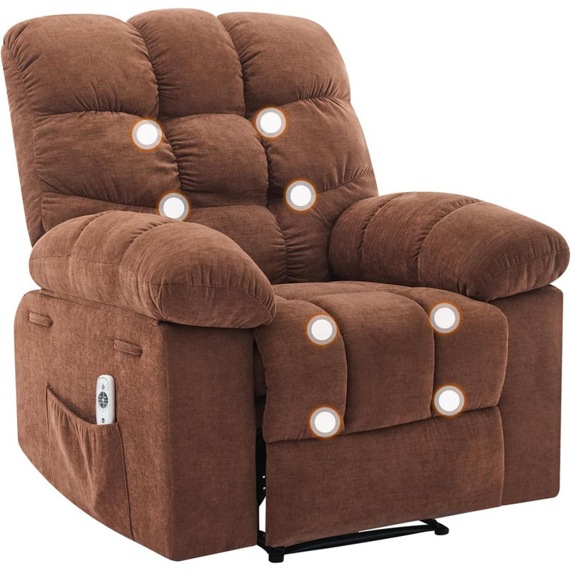 Fauteuil inclinable ergonomique avec massage et chaleur, chaise berçante large, télécommande pour le salon et la chambre à coucher