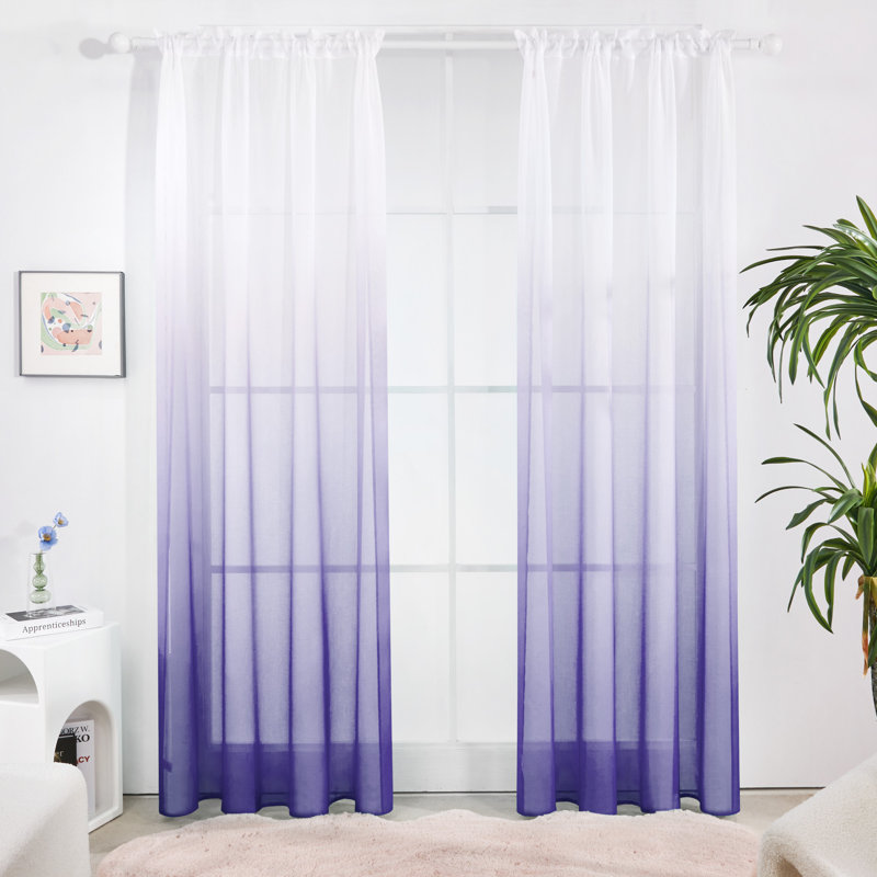 Paire de rideaux transparents Zhejno, L 52 po x L 72 po, Mauve
