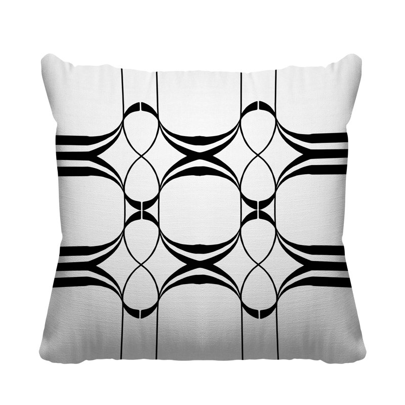 Coussin Tribal Abstract, L 19 po x H 19 po, Blanc
