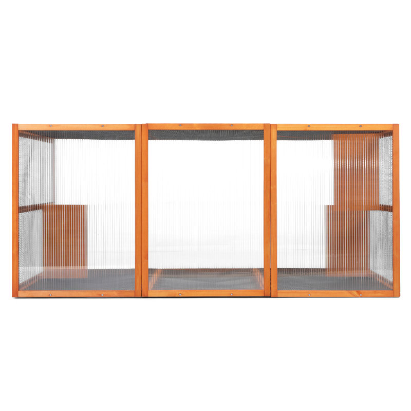 3 plateformes de saut amovibles avec toit imperméable - Toit de volière orange et planches rebondissantes