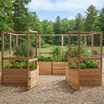 12 ft. W x 8 ft. D Western Red Cedar Raised Garden Bed with Deer Fence