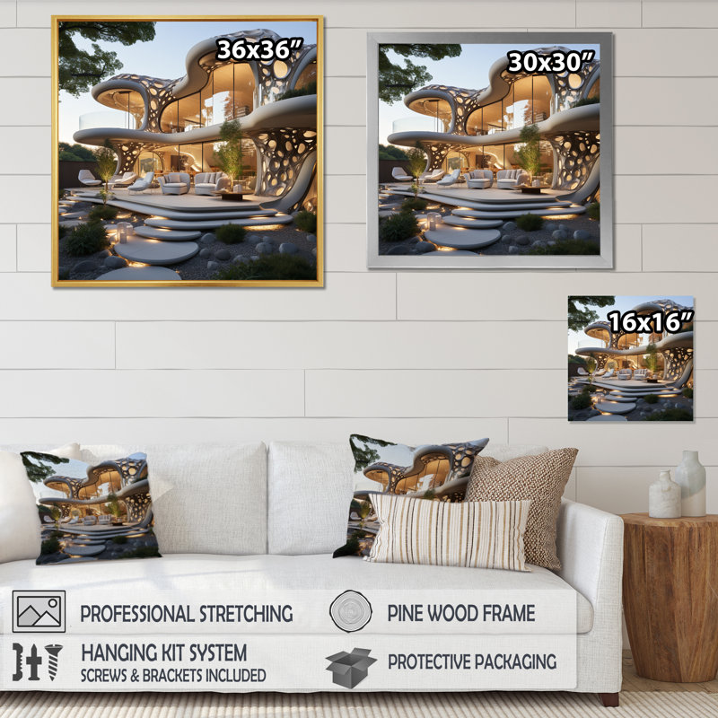 California Dream House IV - Cityscapes Wall Art Prints, H 30 po x l 30 po x P 1 po, Cadre flottant blanc