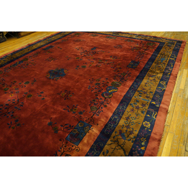 Tapis chinois déco noué à la main couleur rouge riche