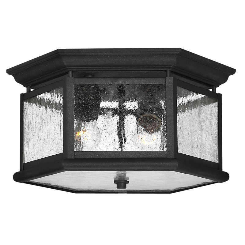 Edgewater 2 - Light 13" Lantern Geometric Flush Mount, Black, Standard