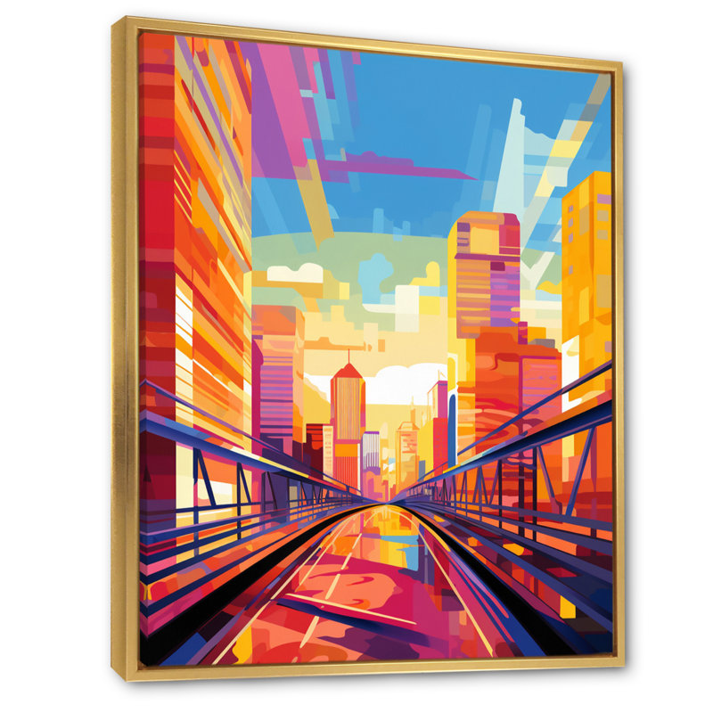 «Lashella City Pékin Popart», reproduction sur toile, H 44 po x l 34 po x P 1,5 po, Cadre flottant doré