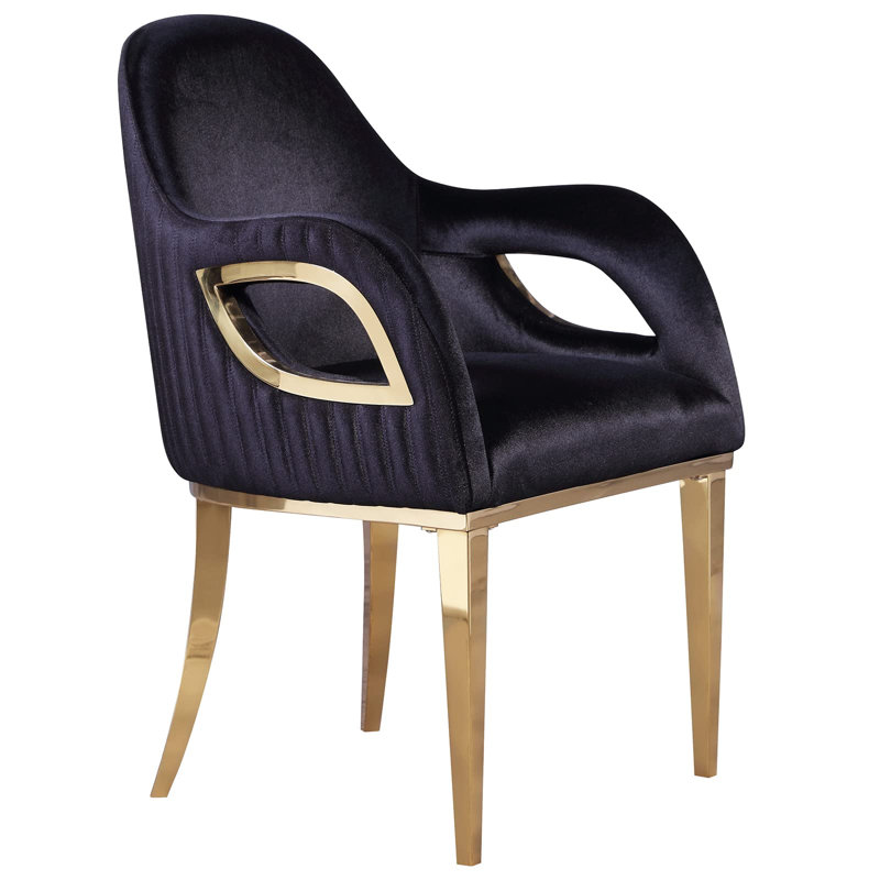 Onsim 18.6'' H Velvet Upholstered Armchair, Black