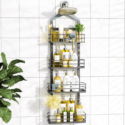 4 Tier Height-Adjustable Anti-Swing Shower Caddy, Over - Shower - Head Storage for Organized Bathrooms