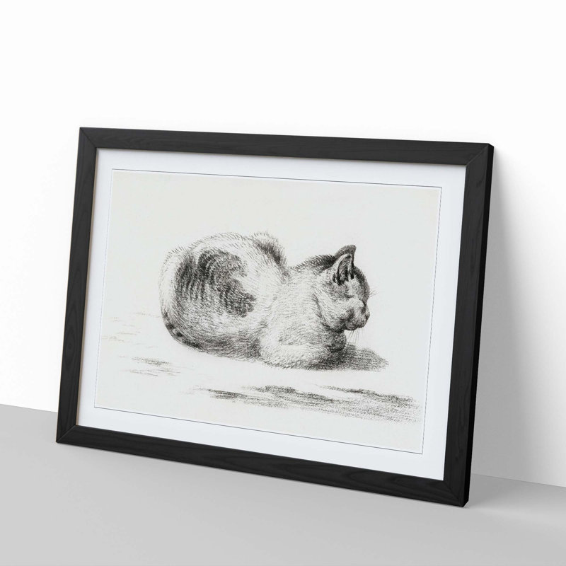 The Cat by Jean Bernard - Picture Frame Art Print, Black Framed, 27cm H x 36cm W x 2cm D