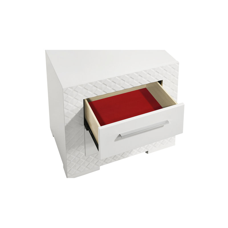 Table de chevet Modern 2 avec finition blanche et touche de luxe contemporaine