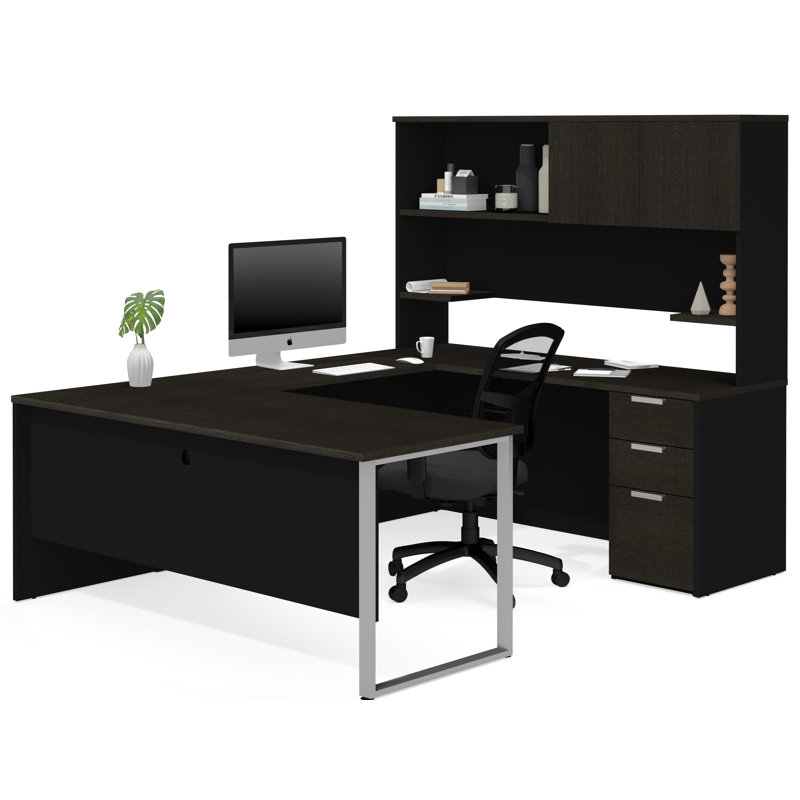 Glidden U-Shaped Executive Desk, Black