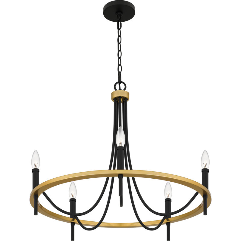 5 - Light Steel Dimmable Wagon Wheel Chandelier