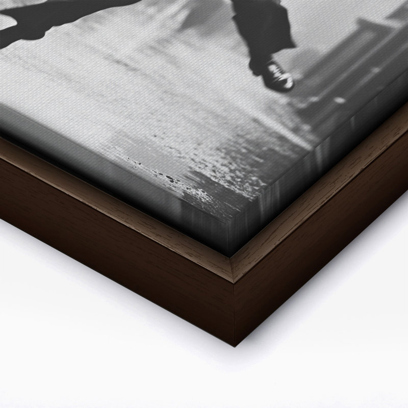 Homme sous la pluie, Canvas, 11"H x 14"W, Brown Framed