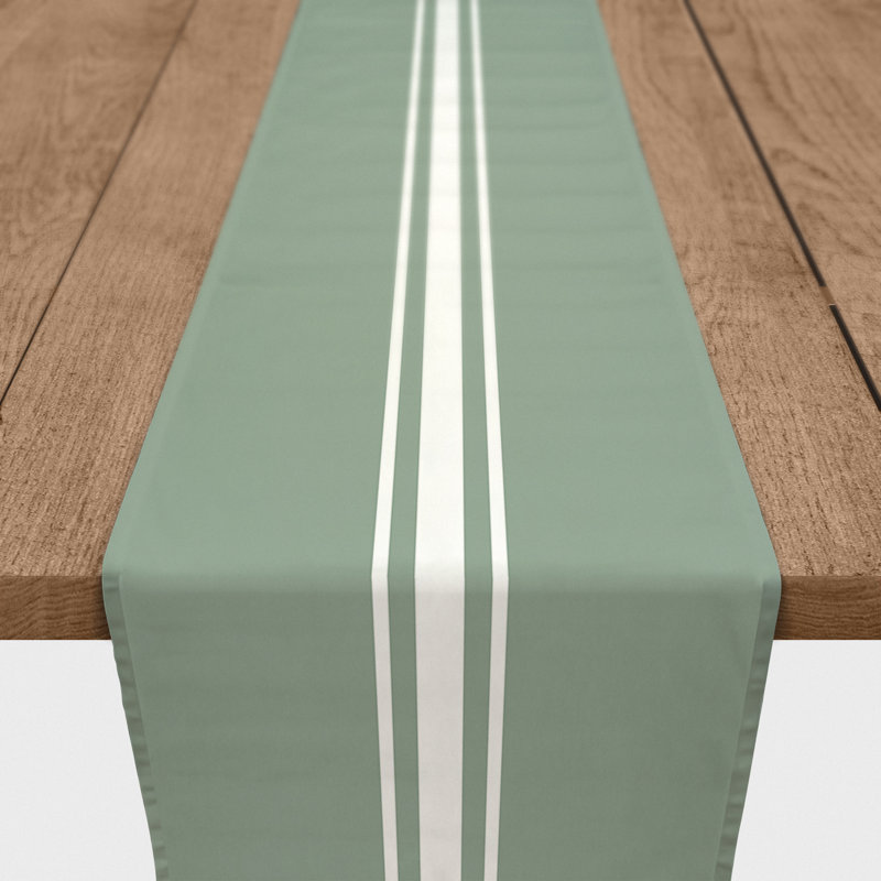 Burnis Rectangle Striped Polyester Table Runner, 72" x 16", Green