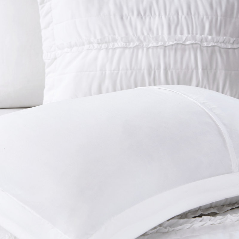 4 pièces de courtepointe en blanc pour très grand / très grand - volant, mélange de coton avec coussin brodé à volants, 90% décoratif