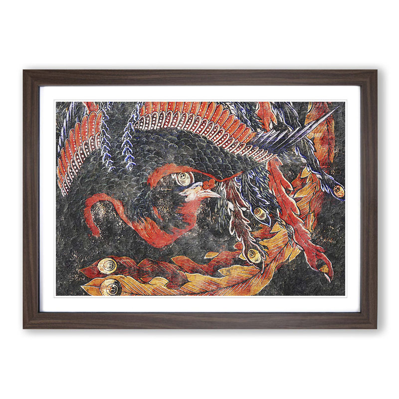 Phoenix by Katsushika Hokusai - Picture Frame Painting Print on MDF, 36cm H x 48cm W x 2cm D, Walnut Framed