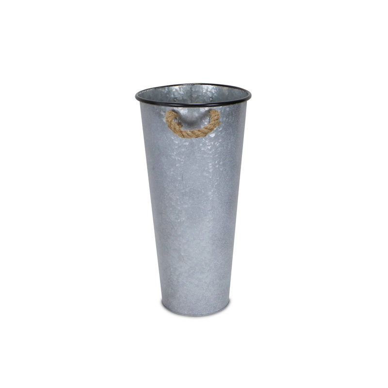 Seau en métal français, H 22 po x l 11,25 po x P 11,25 po