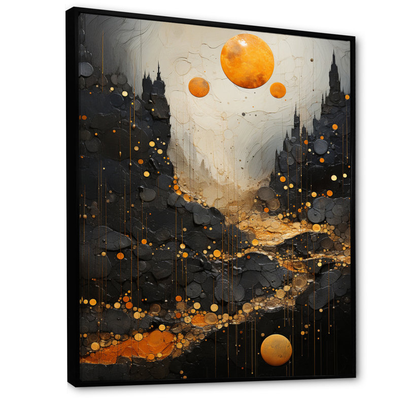 Art mural sur toile Asteroids, H 32 po x l 24 po x P 1 po, Cadre flottant noir