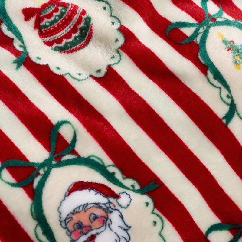 Christmas Vintage Stripe Cosy Fleece 130x170cm Blanket Throw