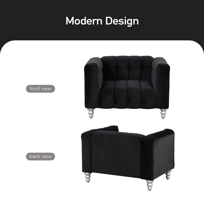 Canapé 42 po, 100 % polyester noir