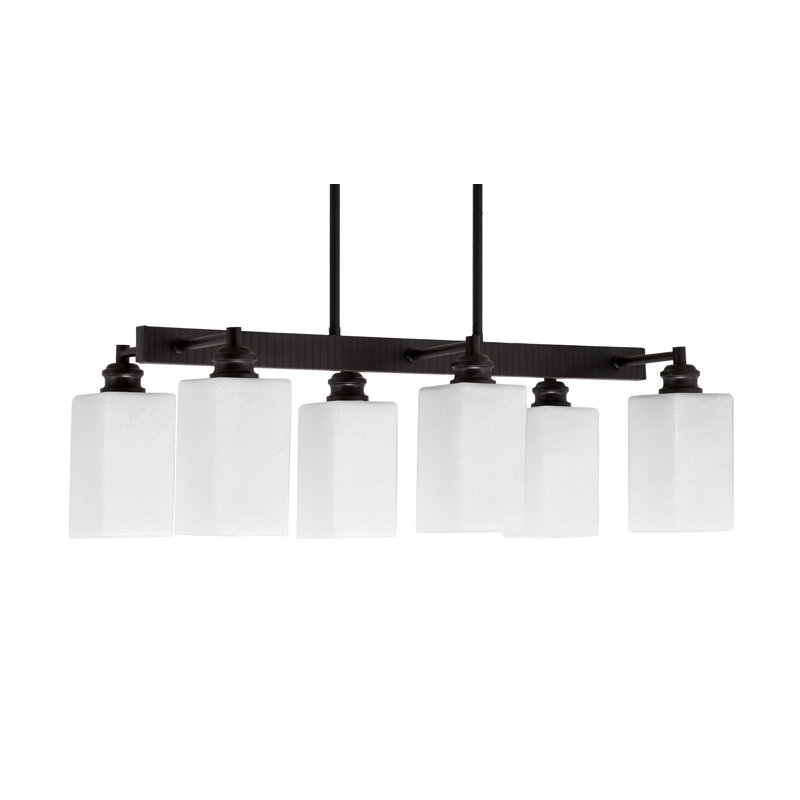 Barre d'éclairage 6 lumières Edge avec verre carré blanc 4 po, H 9,5 po x l 28,5 po x P 14 po, Espresso