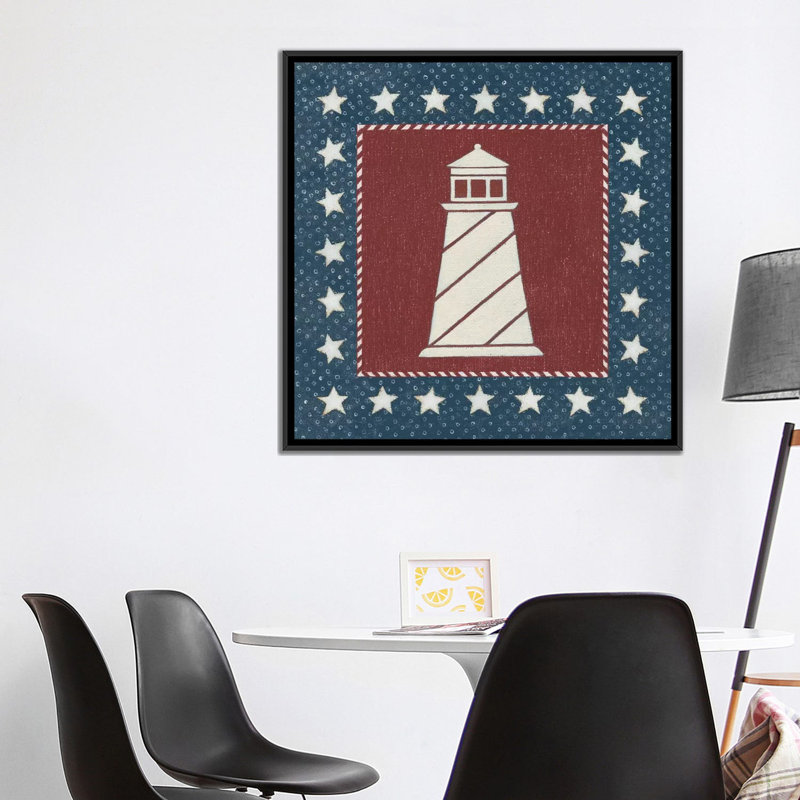 «Coastal Americana II», impression sur toile, H 18 po x l 18 po x P 1,5 po, Toile avec cadre noir, Pas de tapis