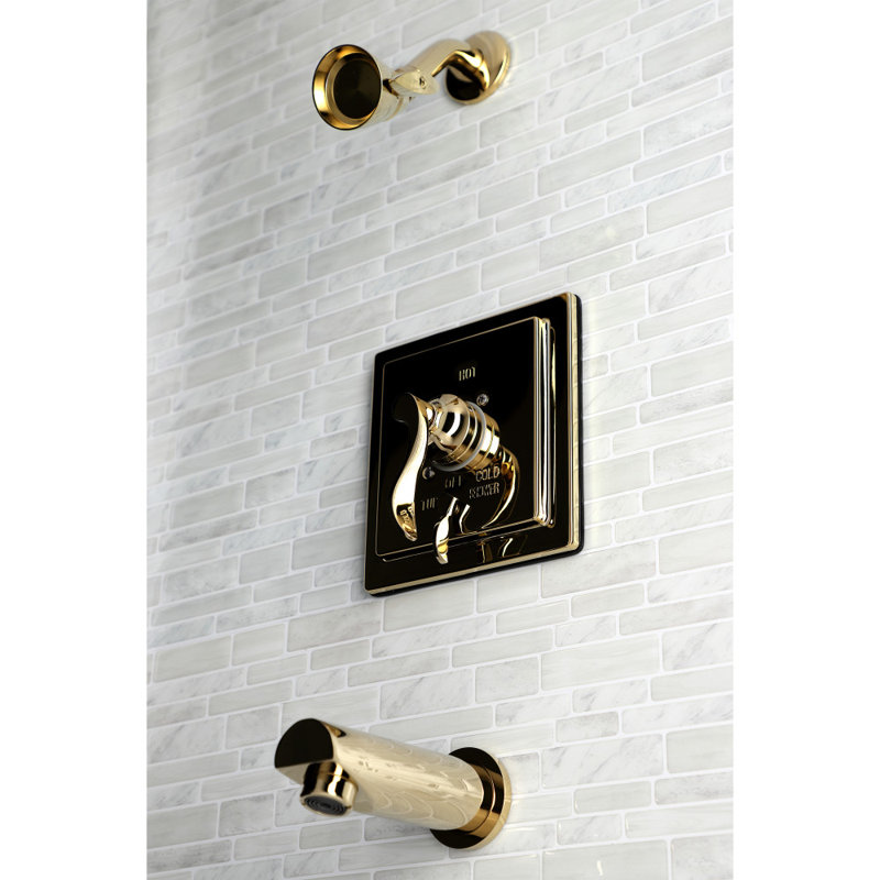 Kingston Brass Single-Handle Pressure Balanced Tub and Shower Faucet, Polished Brass