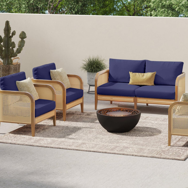 24"×24"×4“ Outdoor Removable Seat Cushion, Navy, 24" W x 24" D