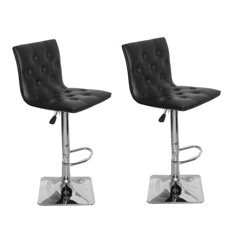 Swivel Upholstered Adjustable Height Counter Stool, Black