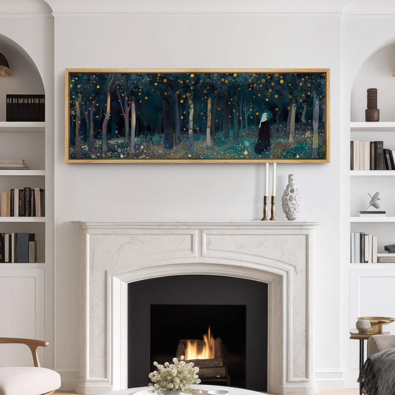 «Moody Night Forest», art mural chambre à coucher bleu marine, impression numérique sur toile giclée sur toile, Naturel