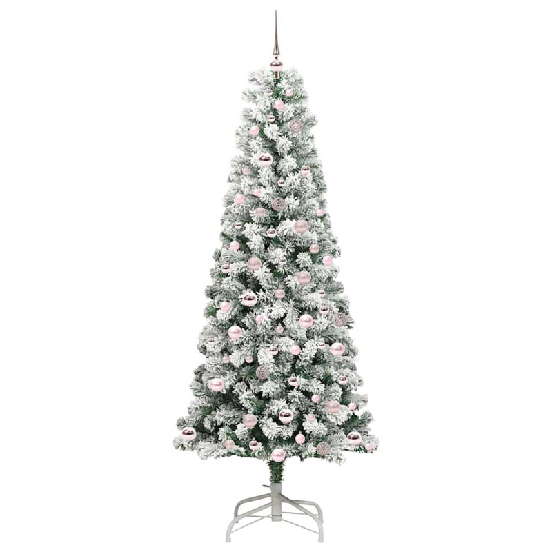 Artificial Hinged Christmas Tree Green and white, 6.89 ft