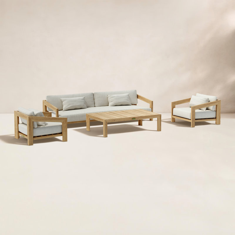 Smyrna Outdoor 4 - Piece Teak Conversation Set