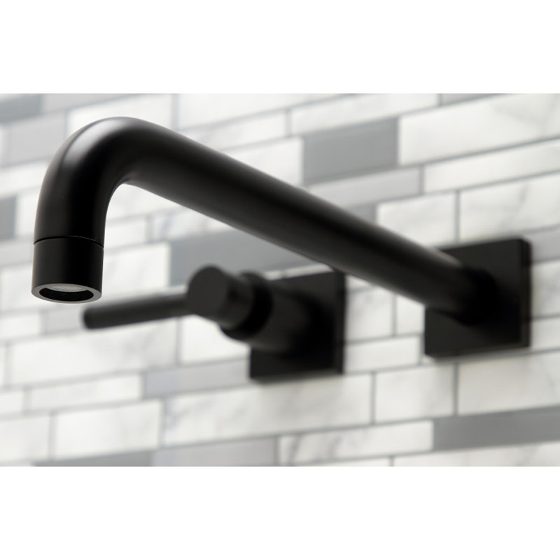 Kingston Brass Kaiser Two-Handle 3-Hole Wall Mount Roman Tub Faucet, Matte Black