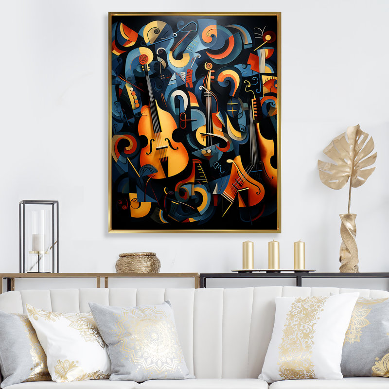 «Blue Music» de Harlem en couleur pastel - art mural Harlem Renaissance, Black Picture Framed, 44" H x 34" W