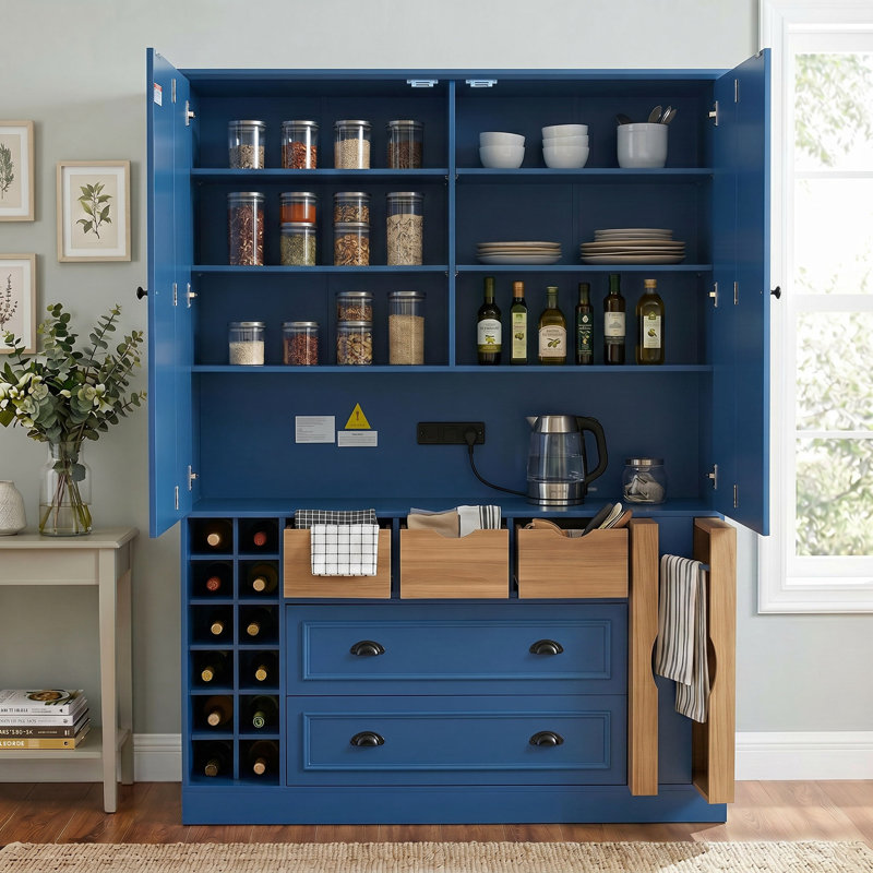 Armoire de rangement 71 po H Farmhouse, Bleu