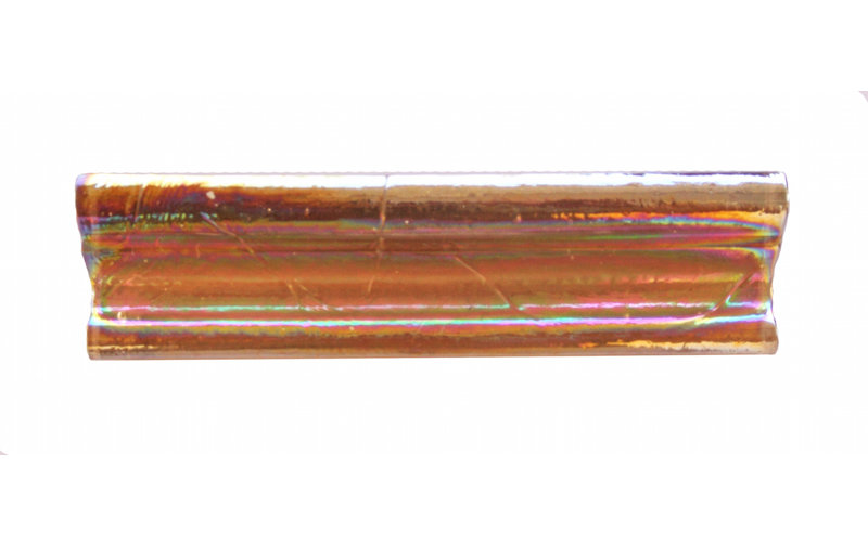 Atmosphere 2 in. x 8 in. Iridescent Recycled Glass Handmade Trim Decorative Wall & Pool Tile, Iridescent Orange