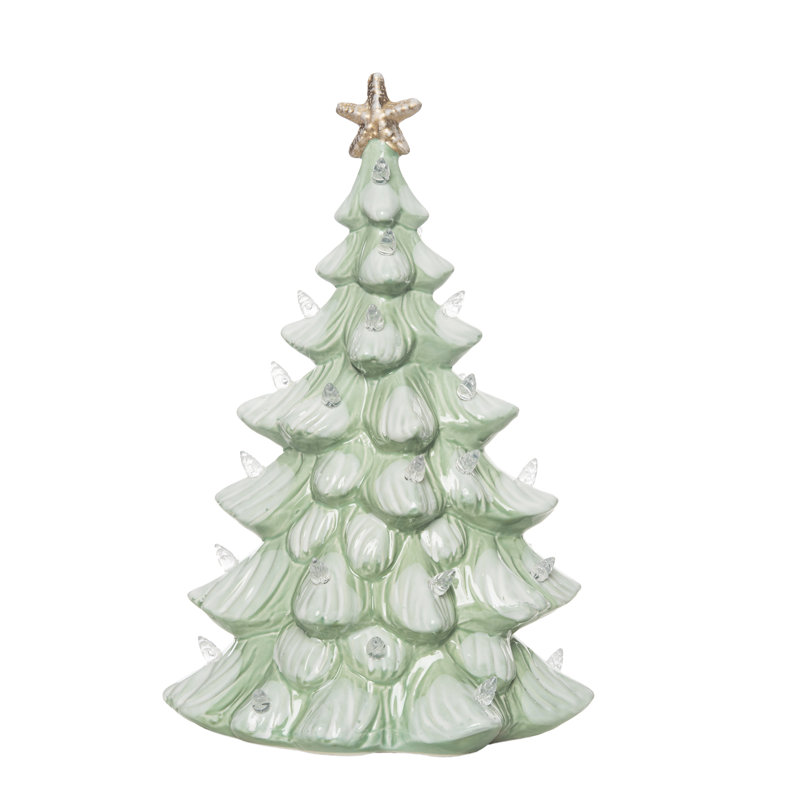 Arbre de Noël côtier vert en grès 13,75 po , H 13,75 po x l 9 po x P 6,3 po